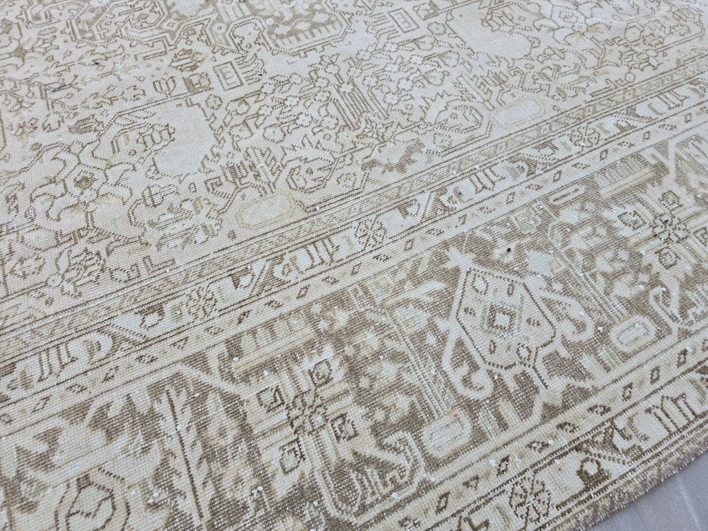 8x11 Neutral Turkish Oushak Rug: Hand-Knotted Wool & Cotton