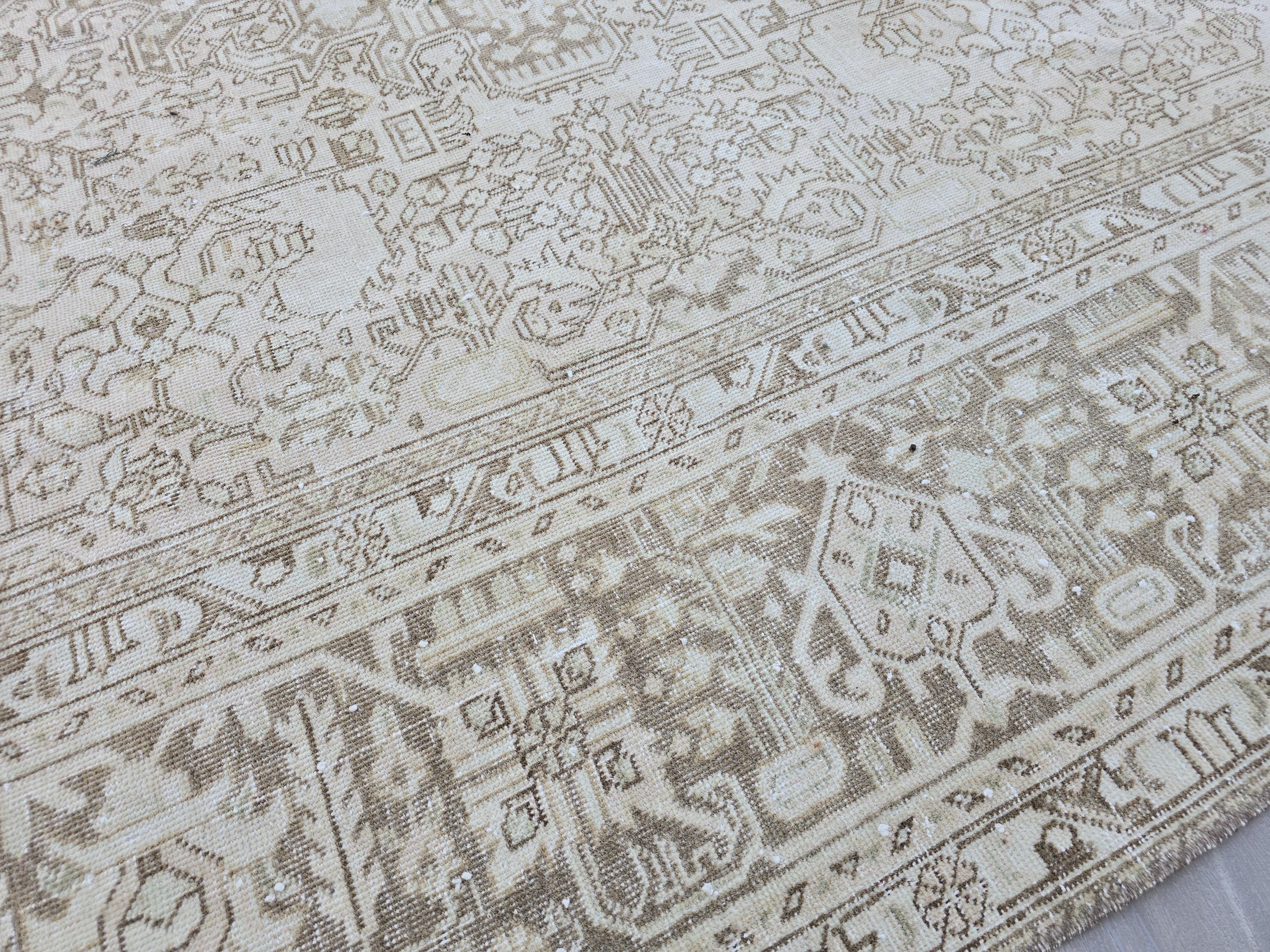 8x11 Neutral Turkish Oushak Rug: Hand-Knotted Wool & Cotton