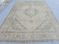 8x10 Pink Oushak Rug: Hand-Knotted Vintage Turkish Wool Carpet