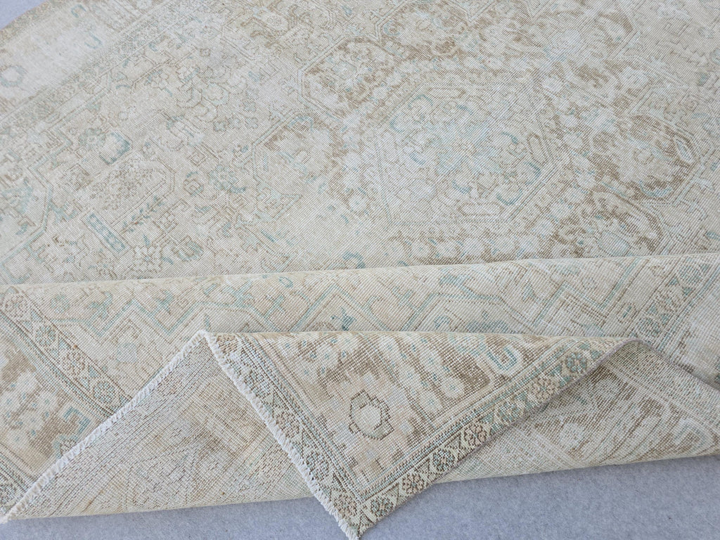 Hand-Knotted Wool Persian Rug 9x12: Soft Blue Floral Carpet