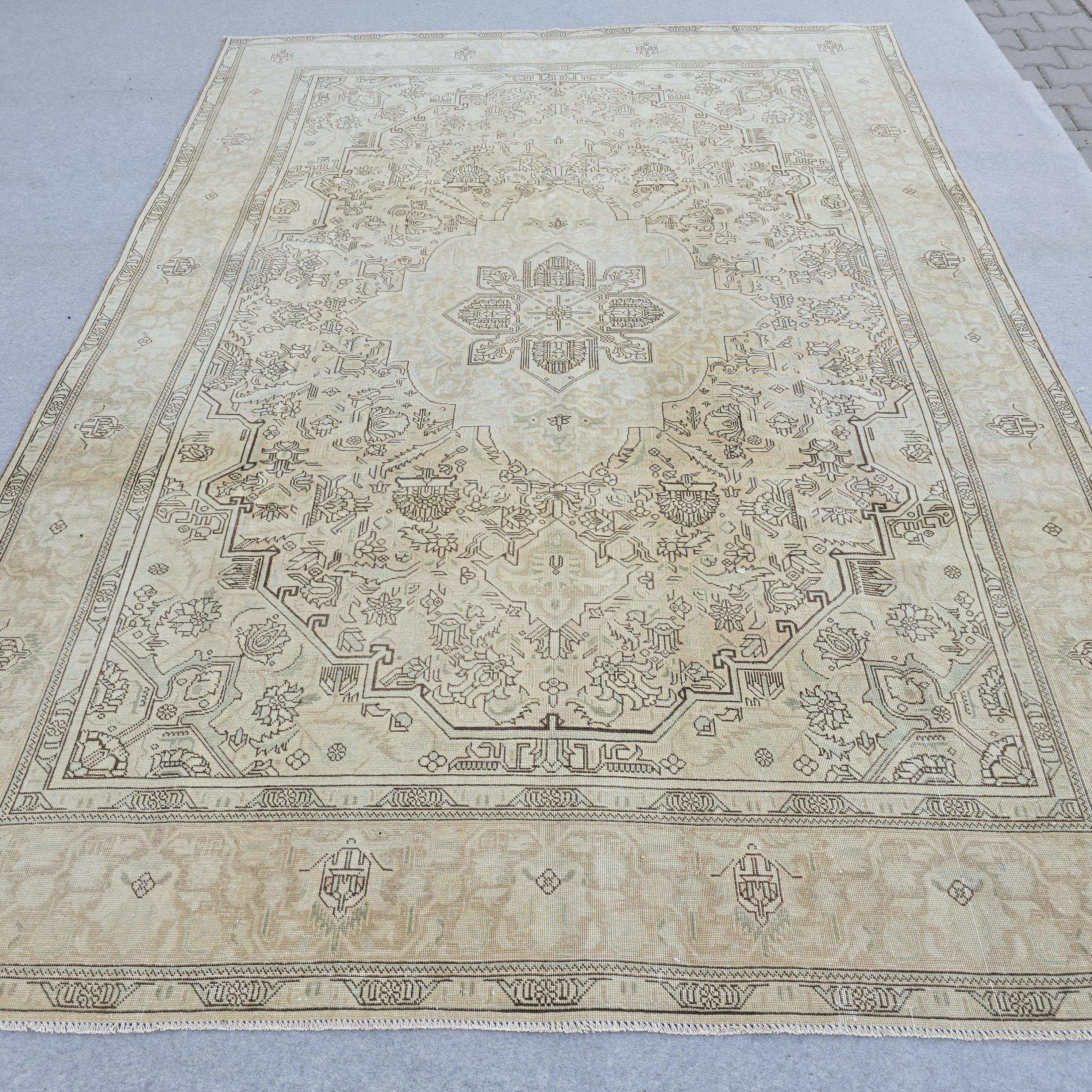 8x11 ft Vintage Turkish Oushak Rug: Hand-Knotted Wool & Cotton Area Carpet