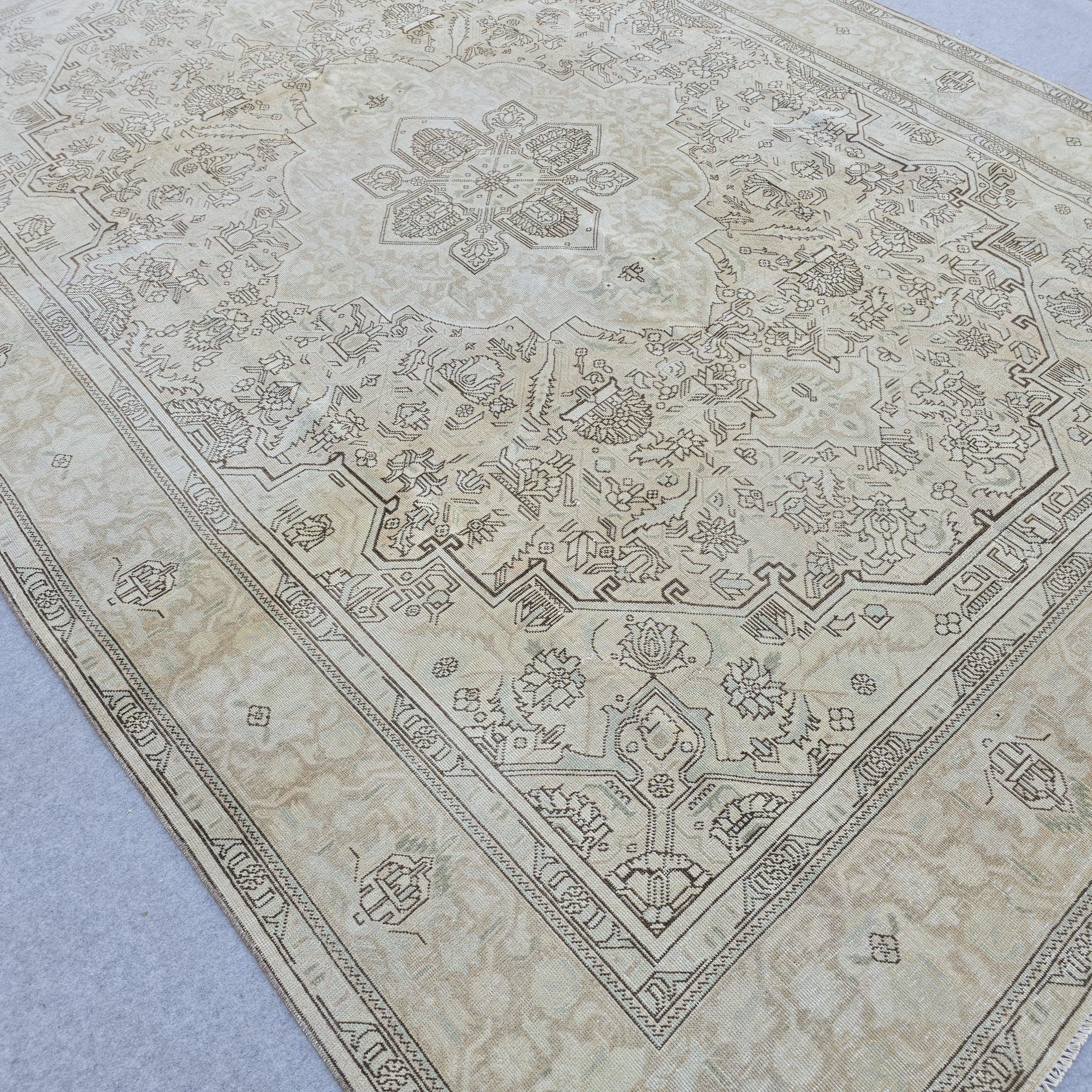 8x11 ft Vintage Turkish Oushak Rug: Hand-Knotted Wool & Cotton Area Carpet