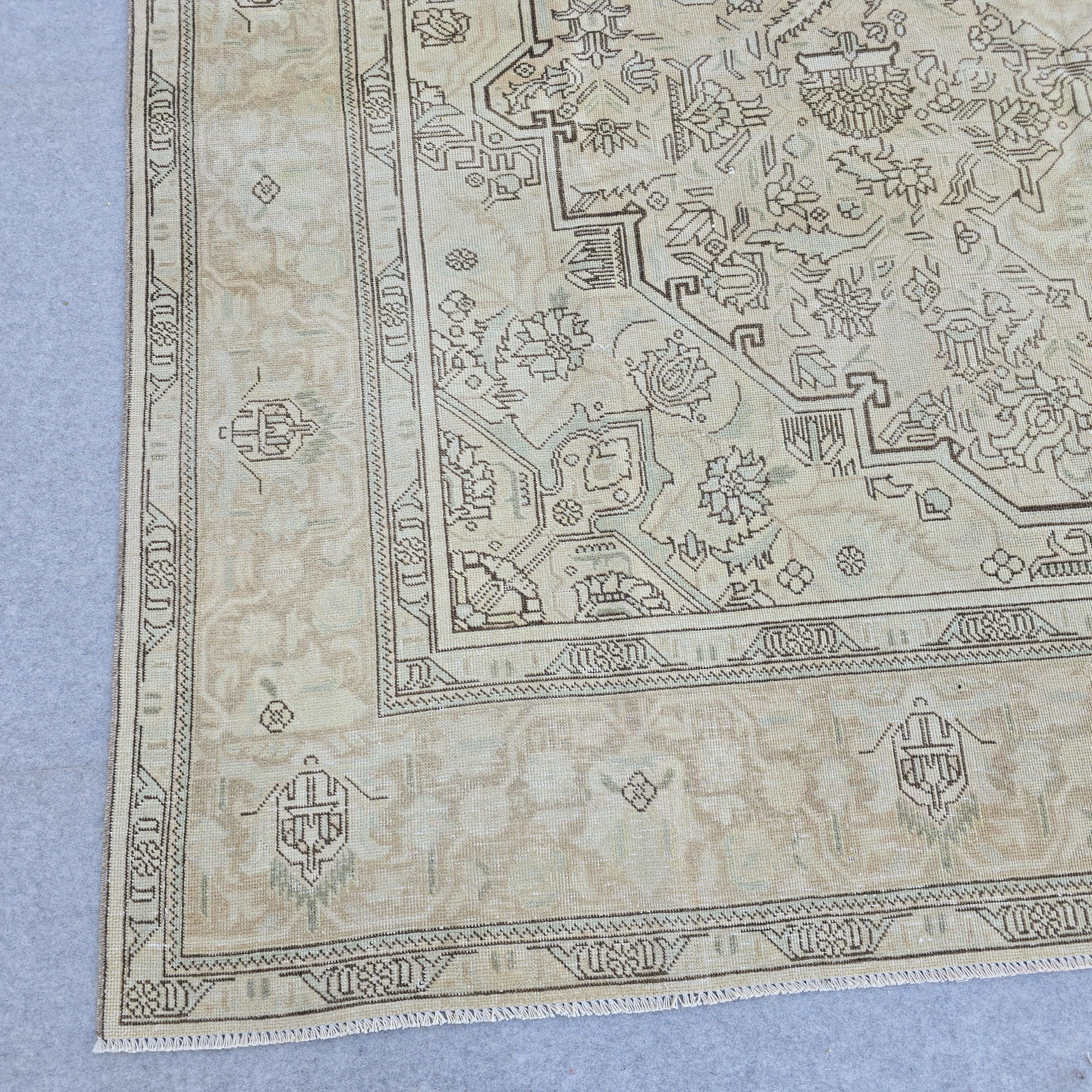 8x11 ft Vintage Turkish Oushak Rug: Hand-Knotted Wool & Cotton Area Carpet