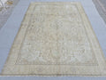 9x12 Beige Turkish Oushak Rug: Handwoven Vintage Wool Carpet