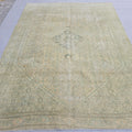 9x12 Vintage Turkish Rug Muted Green Beige Hand Knotted Antique Area Carpet Handmade