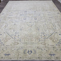 Antique Turkish Rug 10x12 Blue Cream Medallion Vintage Wool Area Rug Bedroom