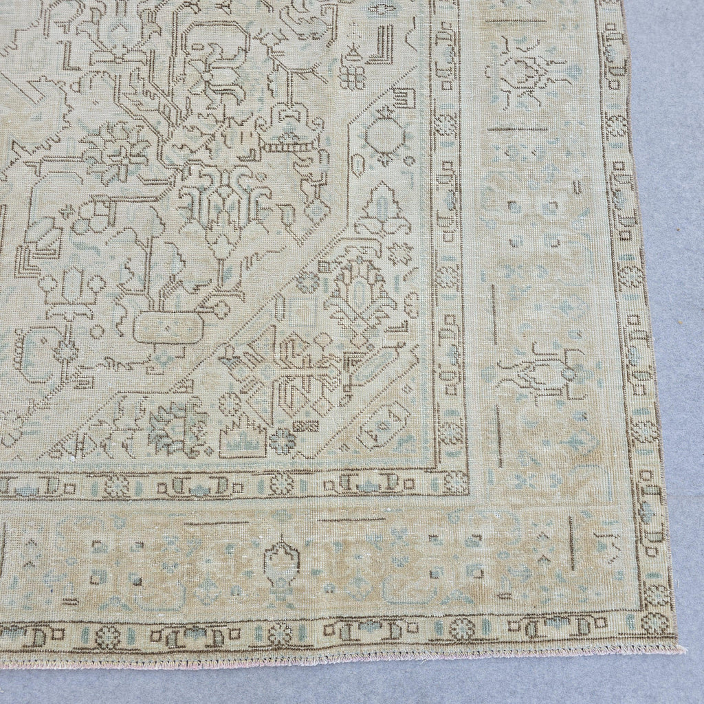 8x11 Vintage Turkish Oushak Rug: Handwoven Wool Area Rug