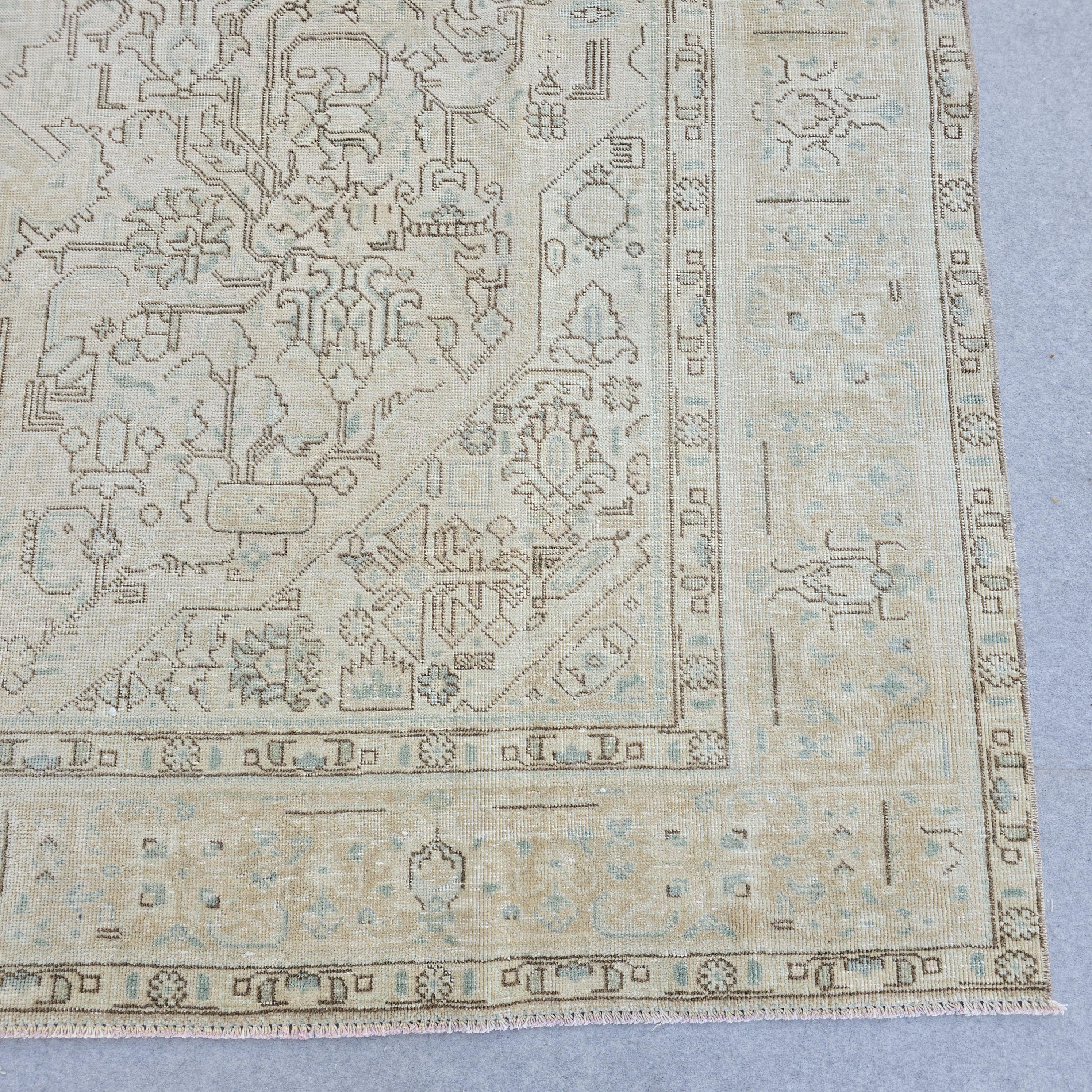 8x11 Vintage Turkish Oushak Rug: Handwoven Wool Area Rug
