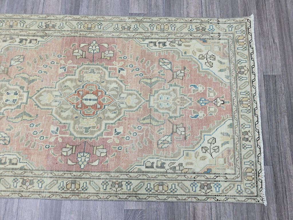 Antique Wool Runner Rug: Vintage Anatolian Stair Carpet (3x12.65 ft)