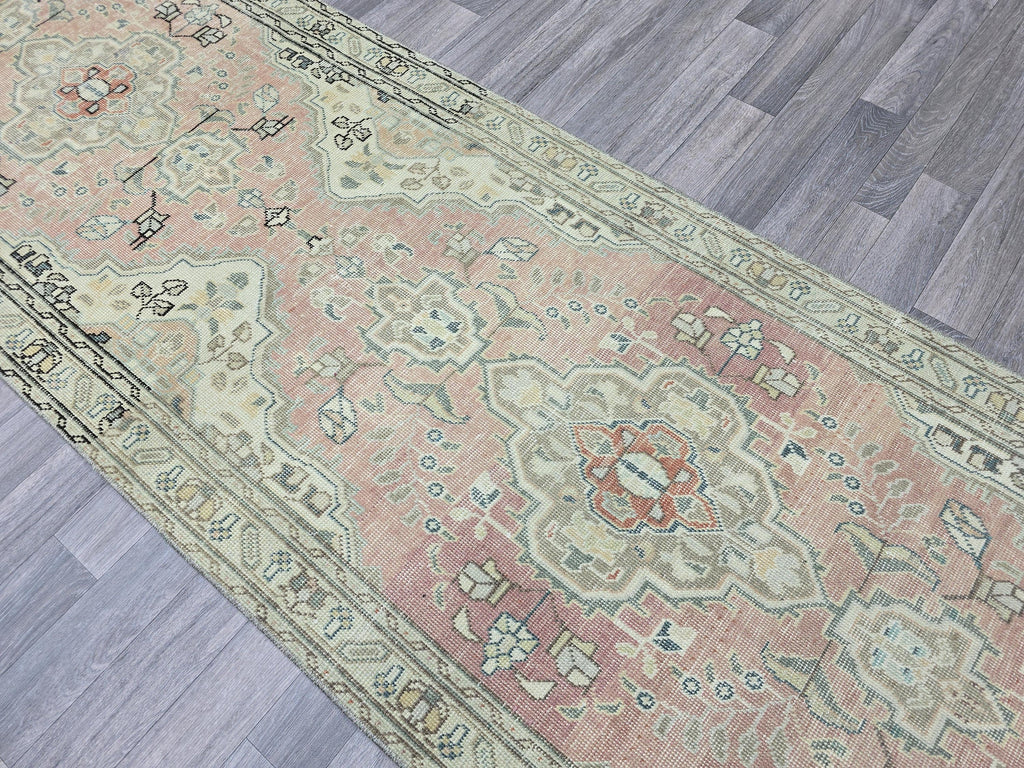 Antique Wool Runner Rug: Vintage Anatolian Stair Carpet (3x12.65 ft)