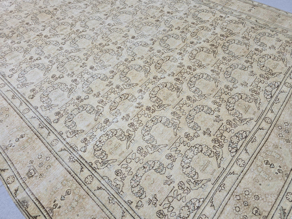 9x12 Neutral  Turkish Arean Rug Hand Knotted Vintage // 9.4x12.6 feet