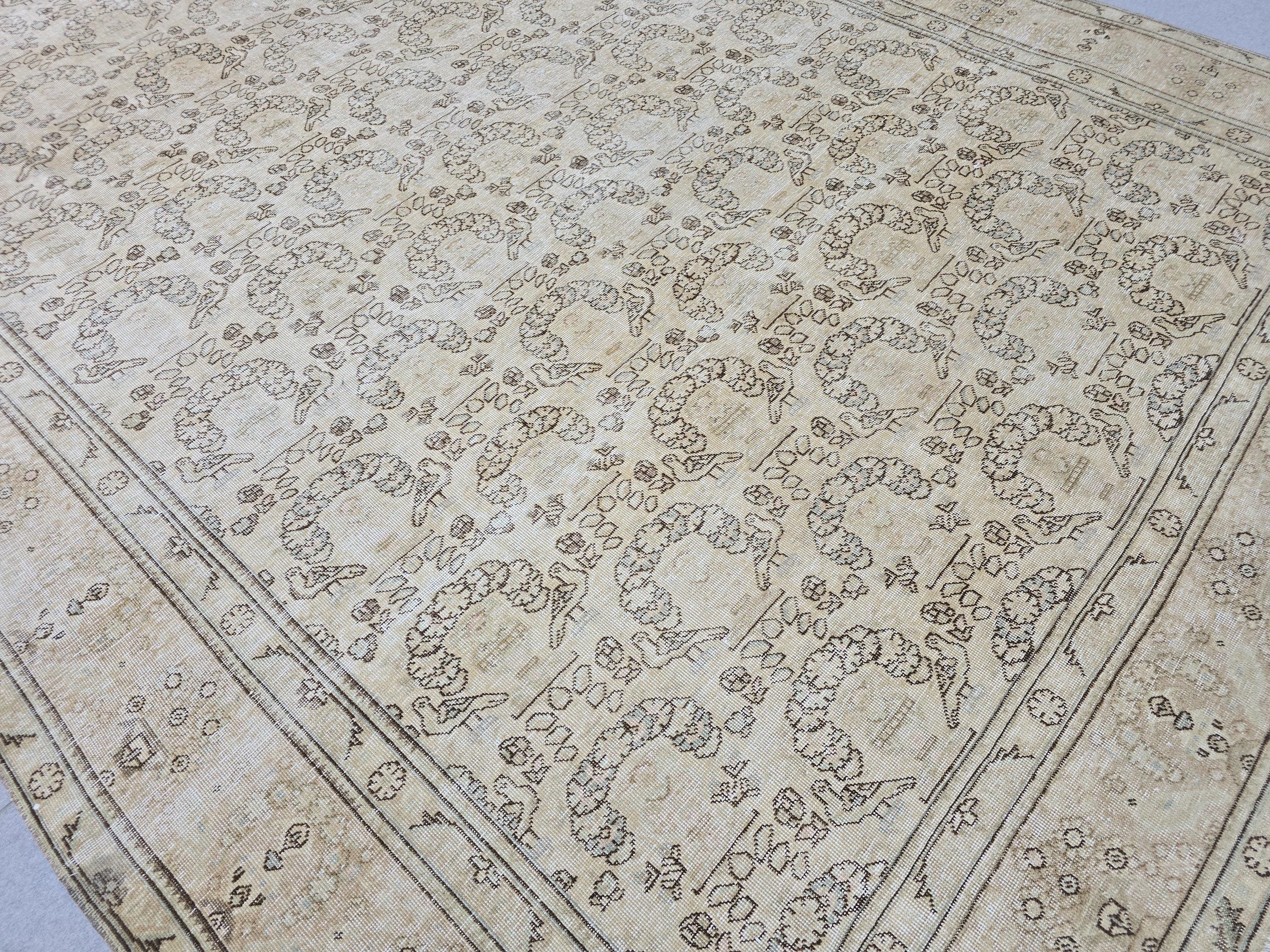 9x12 Neutral  Turkish Arean Rug Hand Knotted Vintage // 9.4x12.6 feet