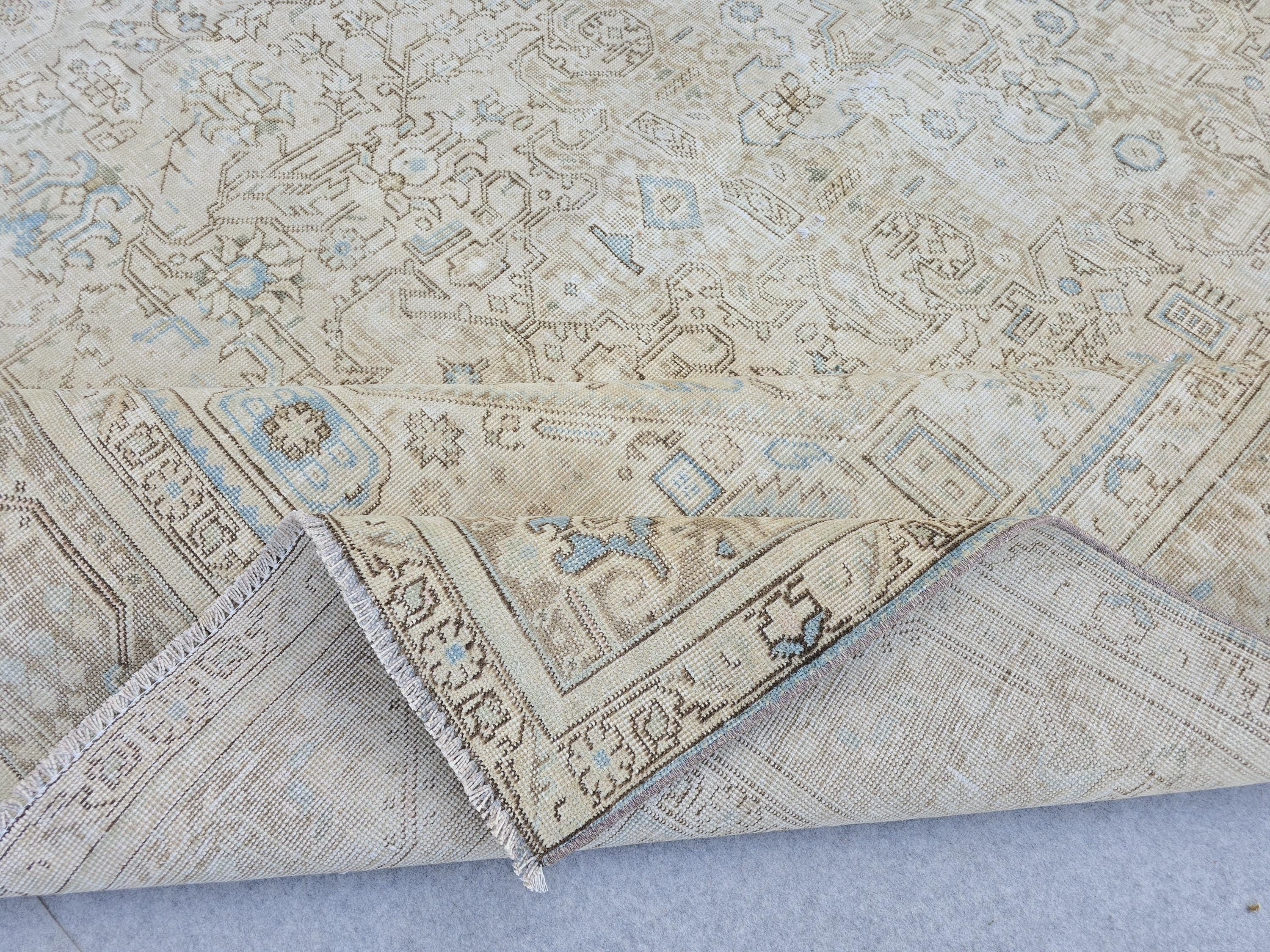 9x12 Antique Oushak Area Rug for Bedroom and Livingroom/ High Quality Turkish Rug Handmade/ Neutral Wool Area Rug/ Large Authentic Carpet