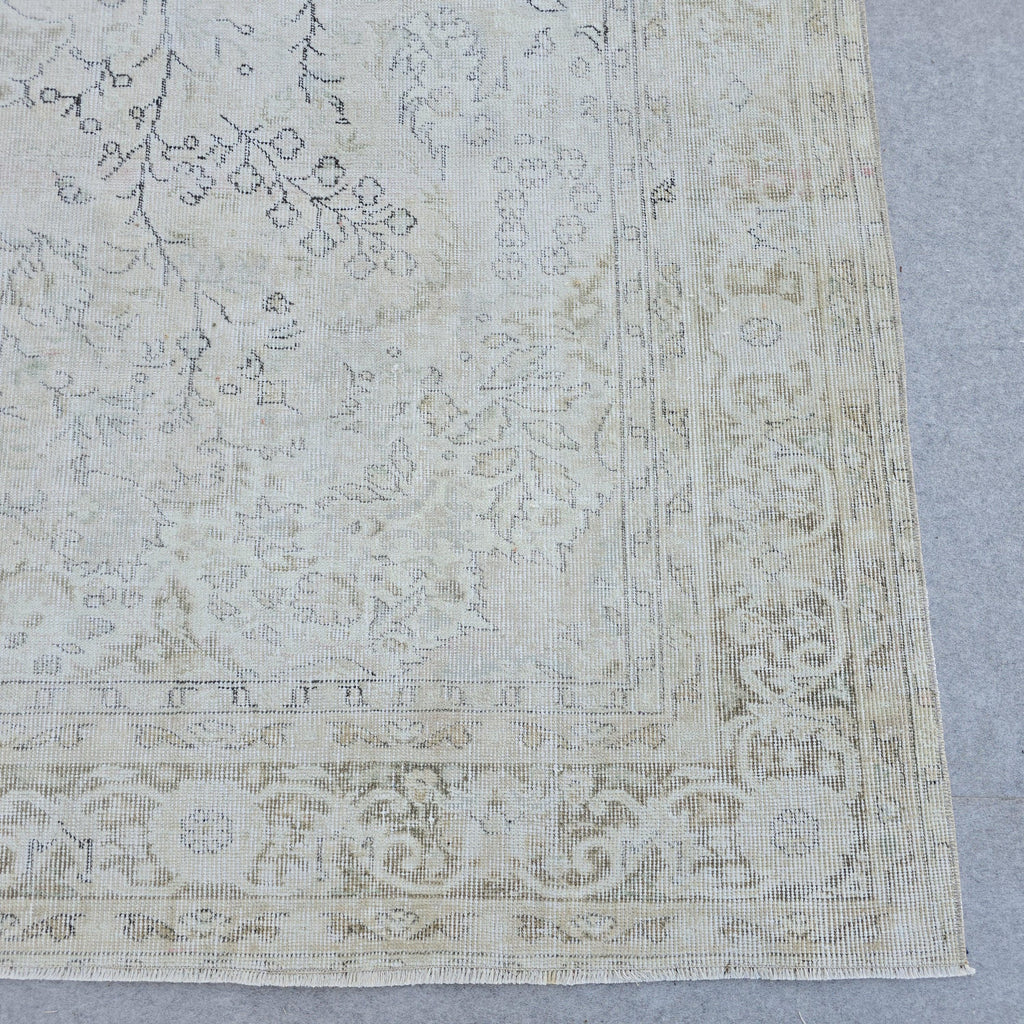 Vintage Hand-Knotted Turkish Oushak Rug: 7x10 Faded Area Rug