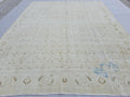 Large Oushak Rug 9x12 | Cream Neutral Area Rug | Hand Knotted Persian Style Bedroom Carpet