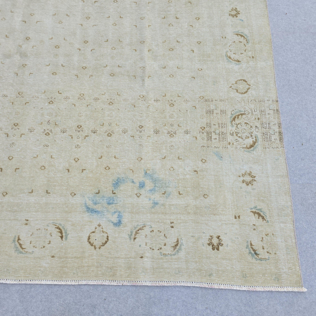 Large Oushak Rug 9x12 | Cream Neutral Area Rug | Hand Knotted Persian Style Bedroom Carpet