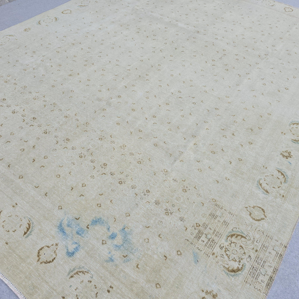 Large Oushak Rug 9x12 | Cream Neutral Area Rug | Hand Knotted Persian Style Bedroom Carpet