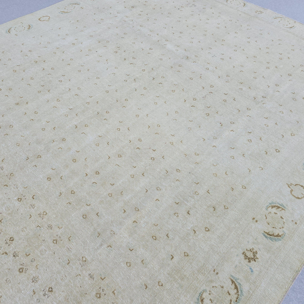 Large Oushak Rug 9x12 | Cream Neutral Area Rug | Hand Knotted Persian Style Bedroom Carpet