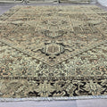 10x12 Antique Oushak Area Rug / Hand Knotted Wool Rug for Livingroom and Bedroom/ Geometric Heriz Rug