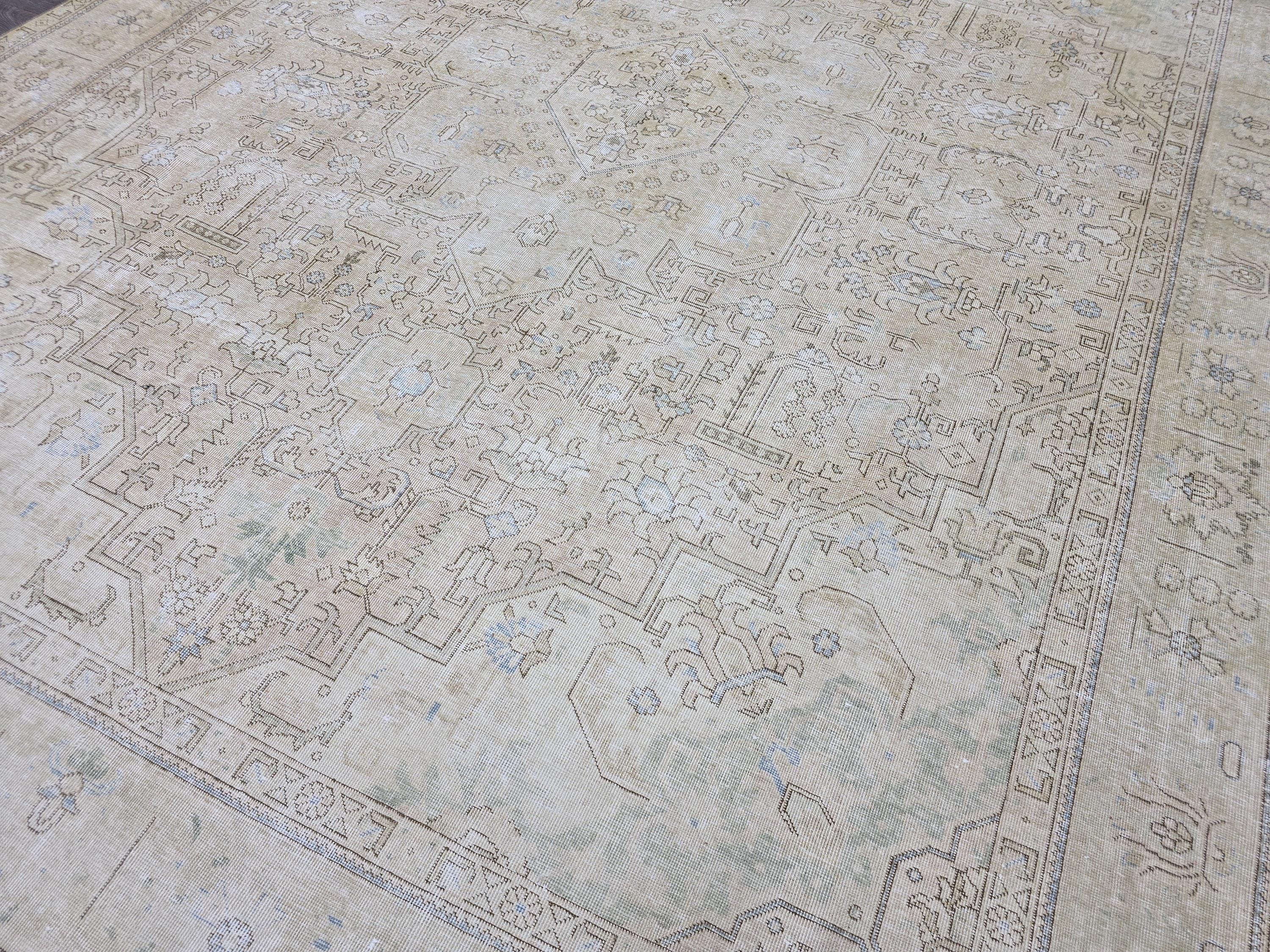 Large Persian Rug 10x12 Vintage Medallion Neutral Area Rug Living Room Decor