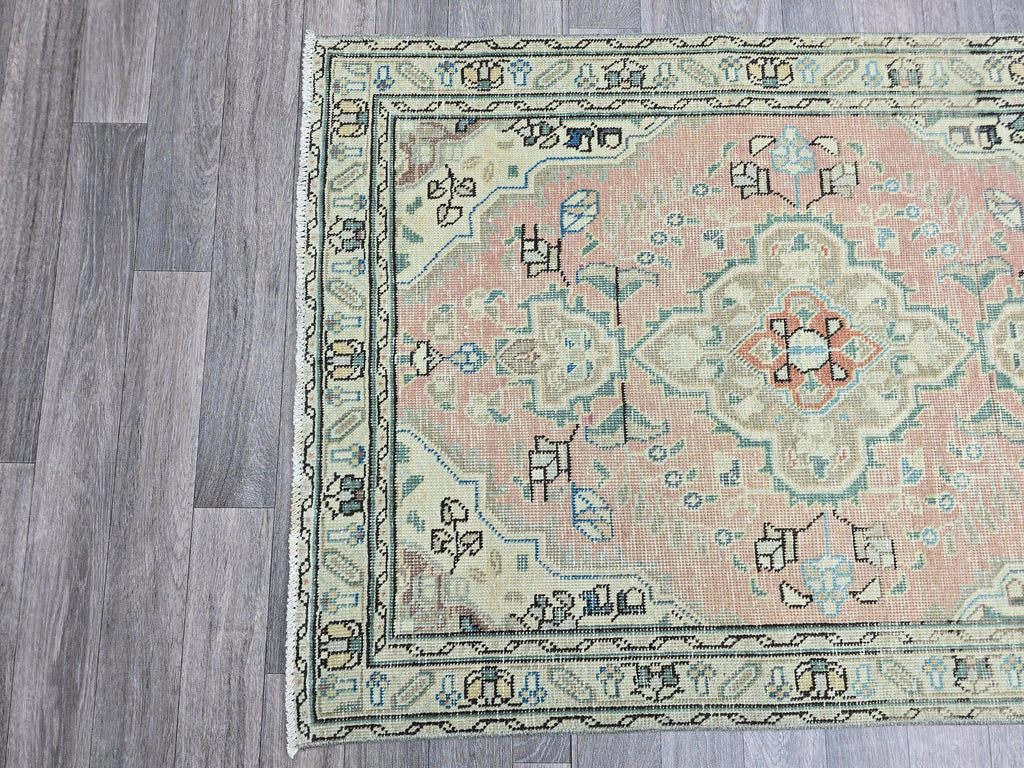 Antique Wool Runner Rug: Vintage Anatolian Stair Carpet (3x12.65 ft)