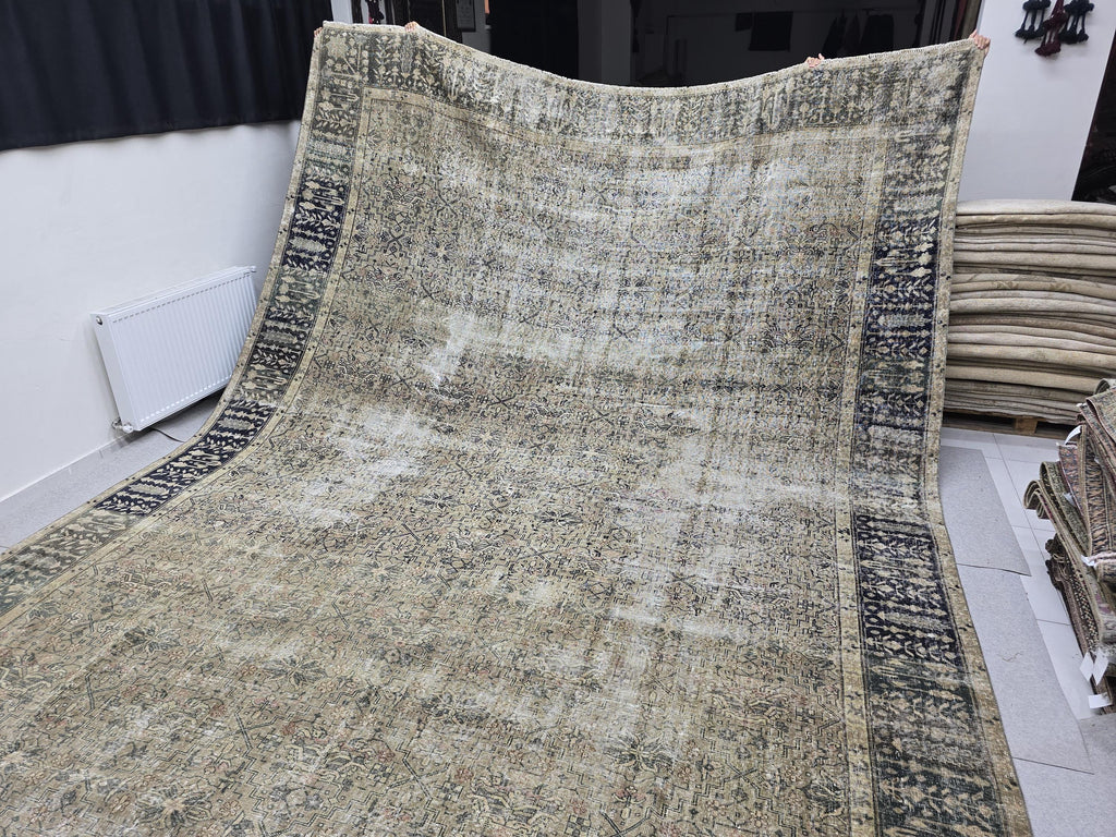 Extra Large Oushak Rug - 12x17 Antique Wool Area Rug/ Hand Knotted Wool Turkish Rug