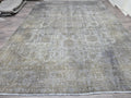 Overdyed Gray 10x12 Hand Knotted Wool Turkish Oushak Rug: Neutral Distressed Area Rug, Handmade Oushak Rug, Dark Color Gray Rug