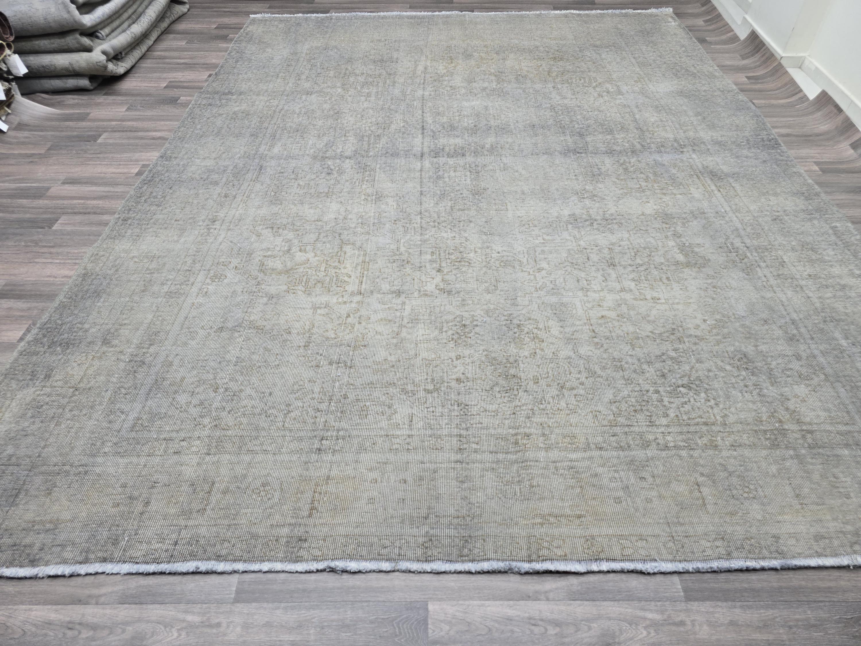 9x12 Oushak Overdyed Turkish Rug Beige Gray Vintage Area Rug Wool Carpet for Living Room Bedroom Dark Color rug