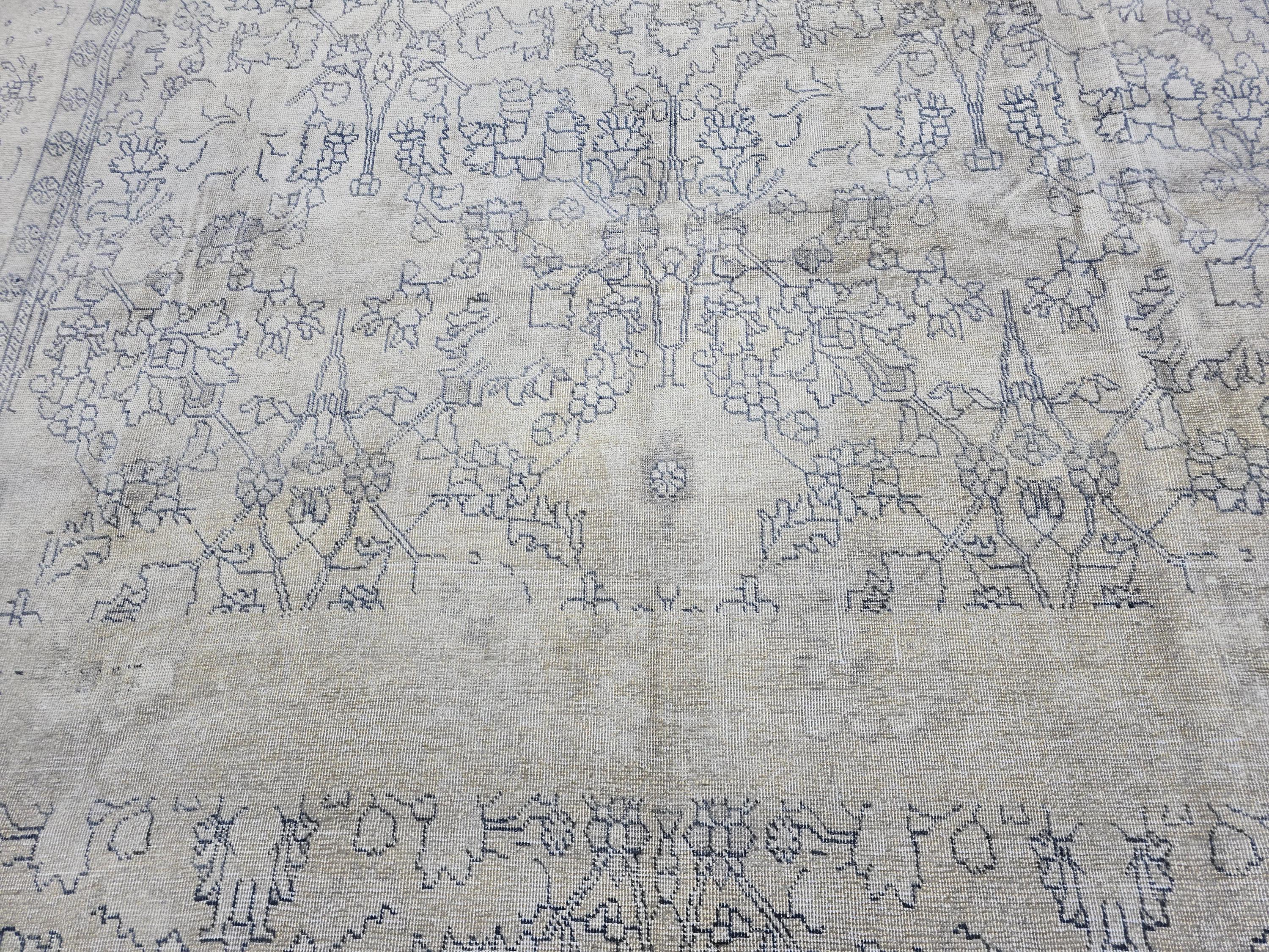 9x12 Overdyed Turkish Rug Beige Gray Vintage Area Rug Handmade Wool Carpet for Living Room Bedroom