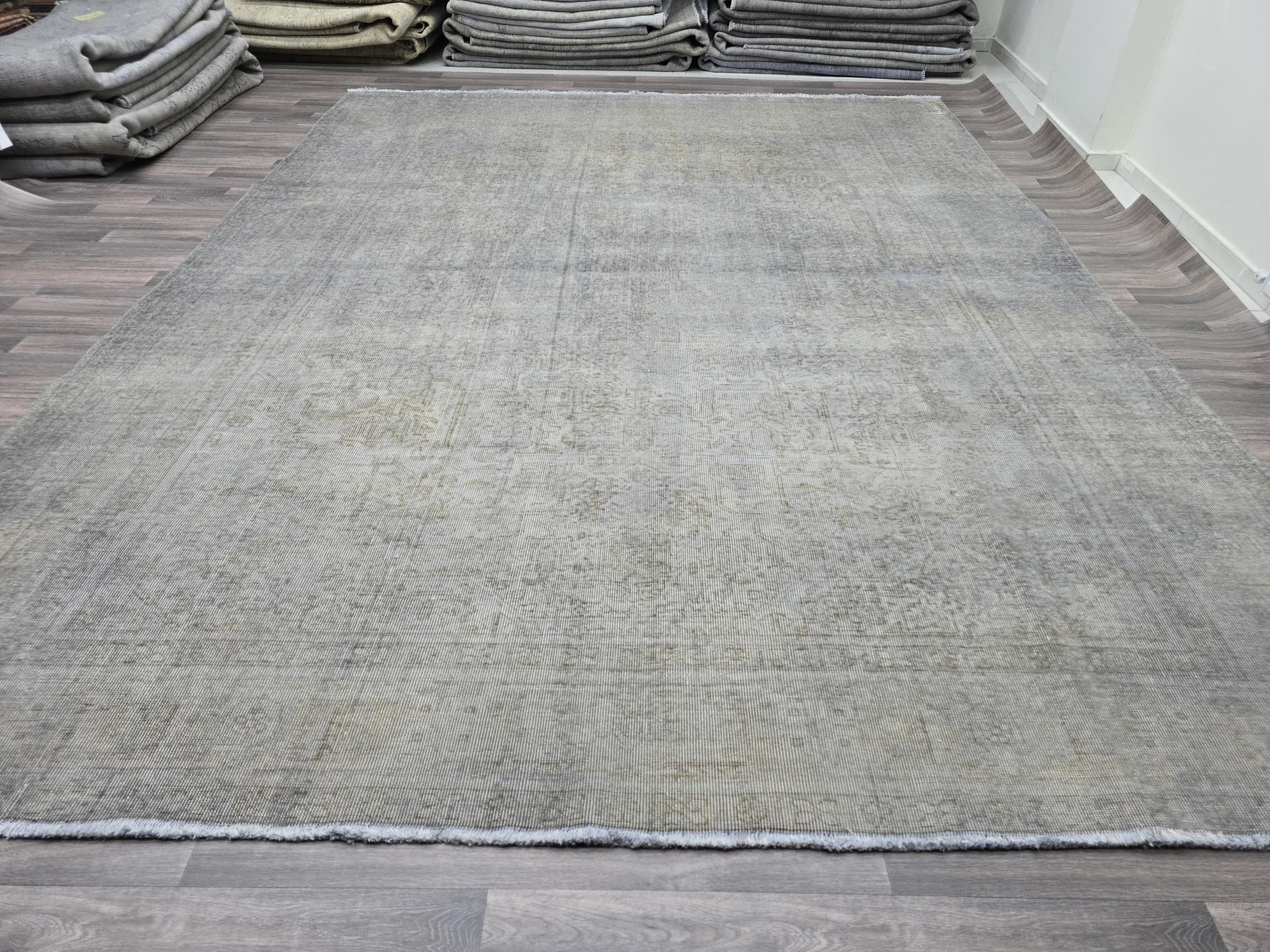 9x12 Oushak Overdyed Turkish Rug Beige Gray Vintage Area Rug Wool Carpet for Living Room Bedroom Dark Color rug