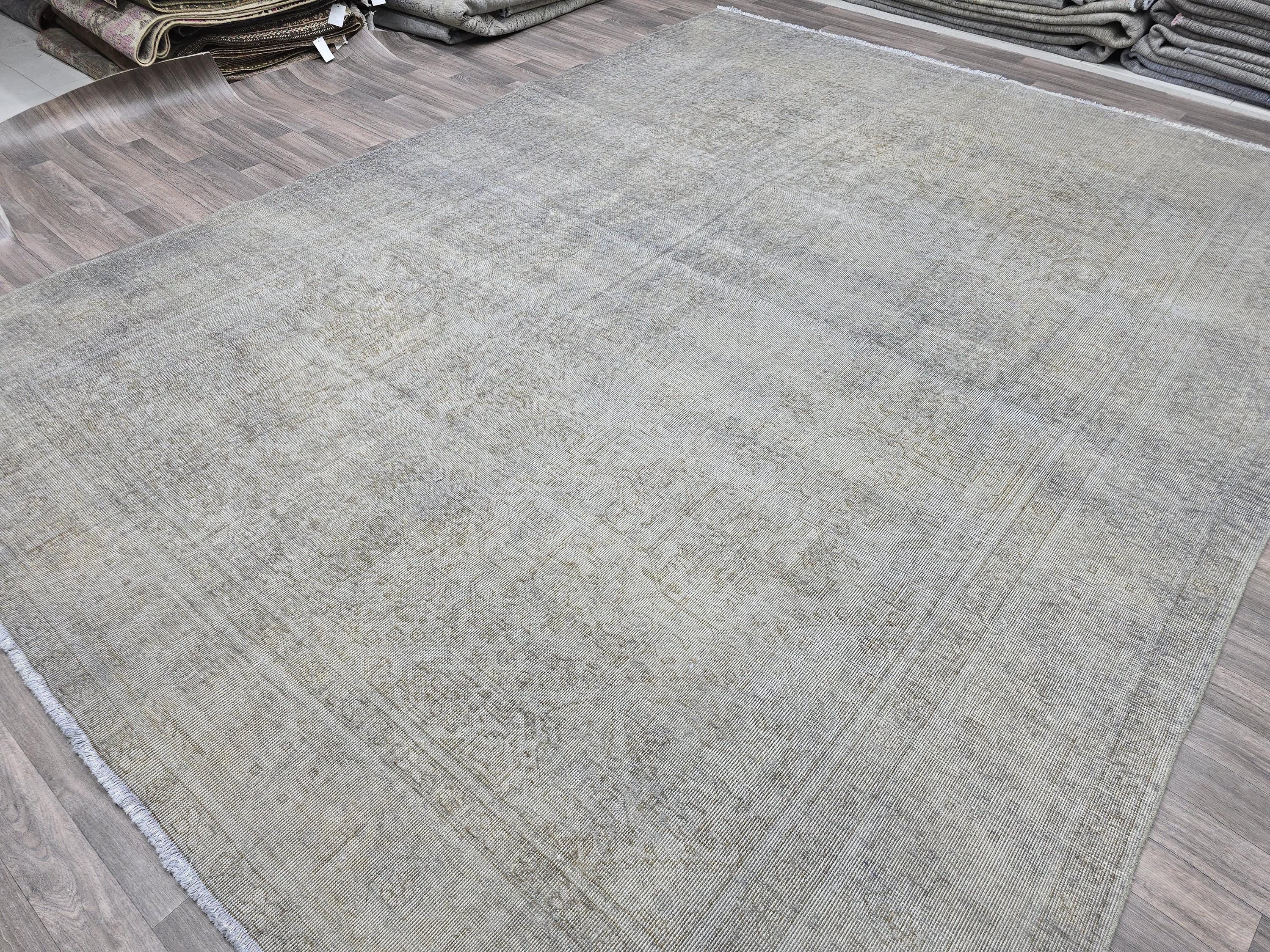 9x12 Oushak Overdyed Turkish Rug Beige Gray Vintage Area Rug Wool Carpet for Living Room Bedroom Dark Color rug