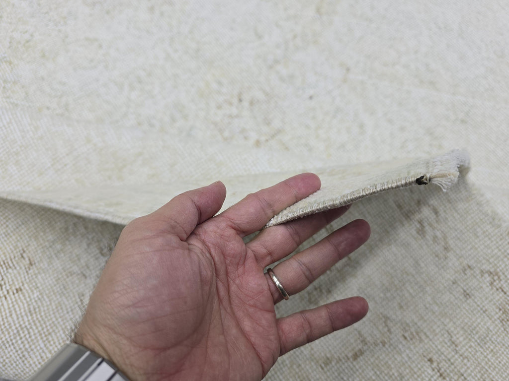 6x10 Vintage Turkish Oushak Rug: Hand-Knotted Wool, Neutral Beige