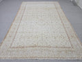 Oushak Rug 7x10, Cream Terracotta Floral Turkish Carpet, Muted Rust Beige Handknotted Wool Area Rug for Dining Room Living Room