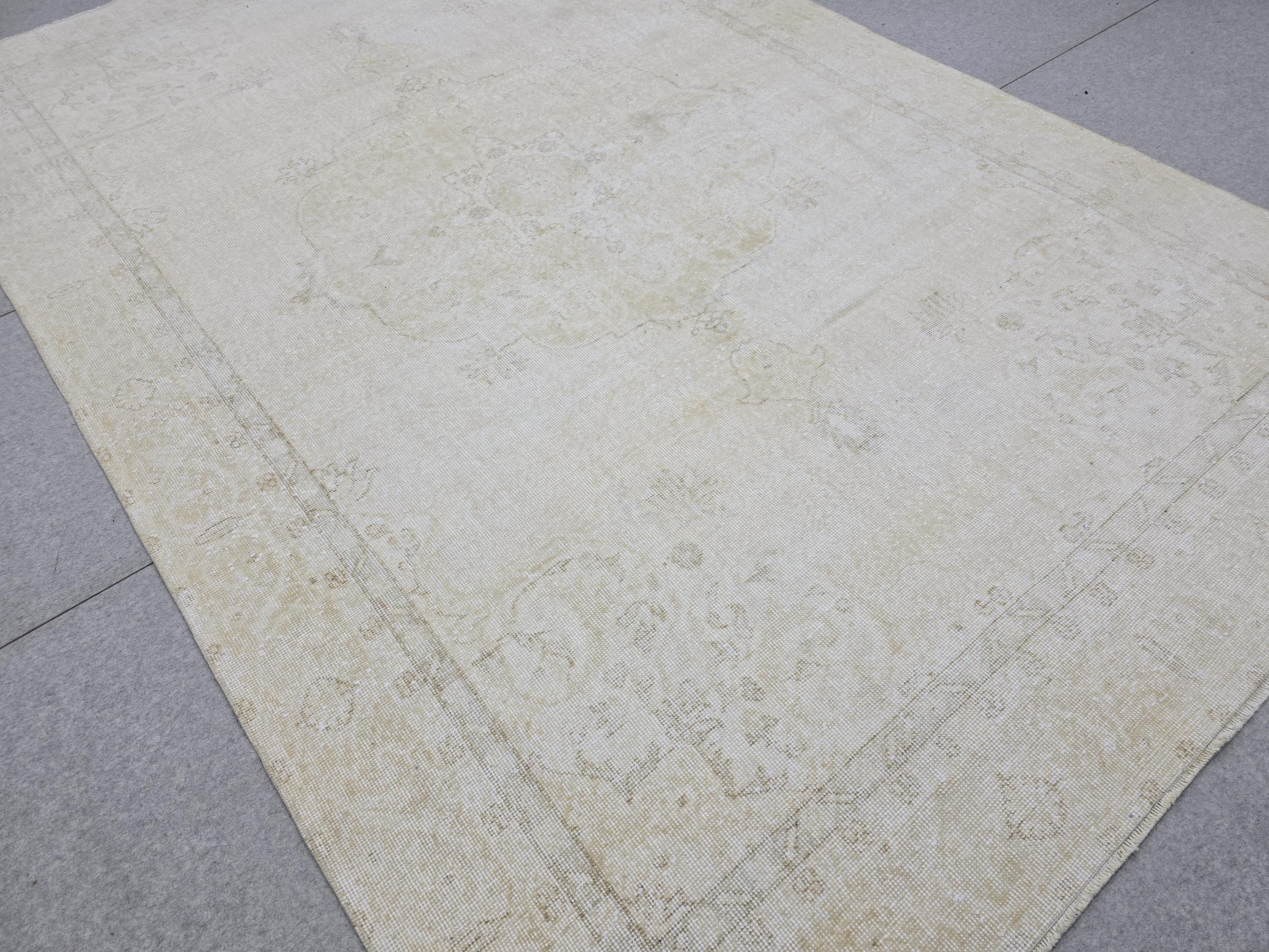 7x10 Cream/Beige Hand Knotted Turkish Area Rug