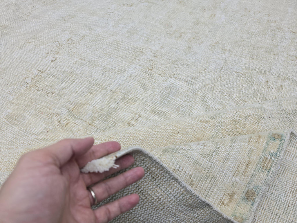 Vintage Rug 7x10, Hand Knotted Wool Oushak Area Rug Large Neutral