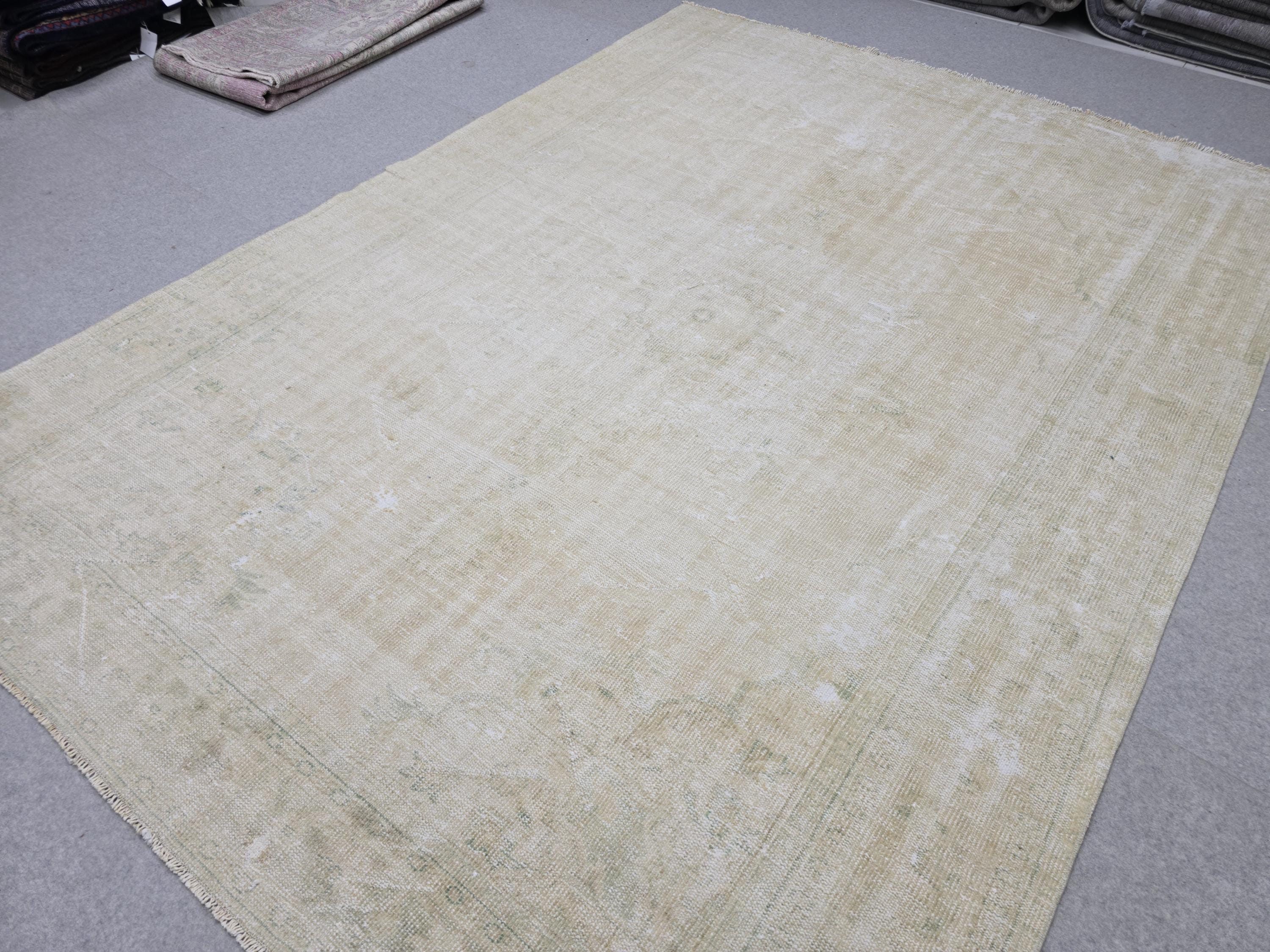 8x10 Faded Oushak Wool Area Rug Handmade Vintage Turkish //7.50x10.30 feet