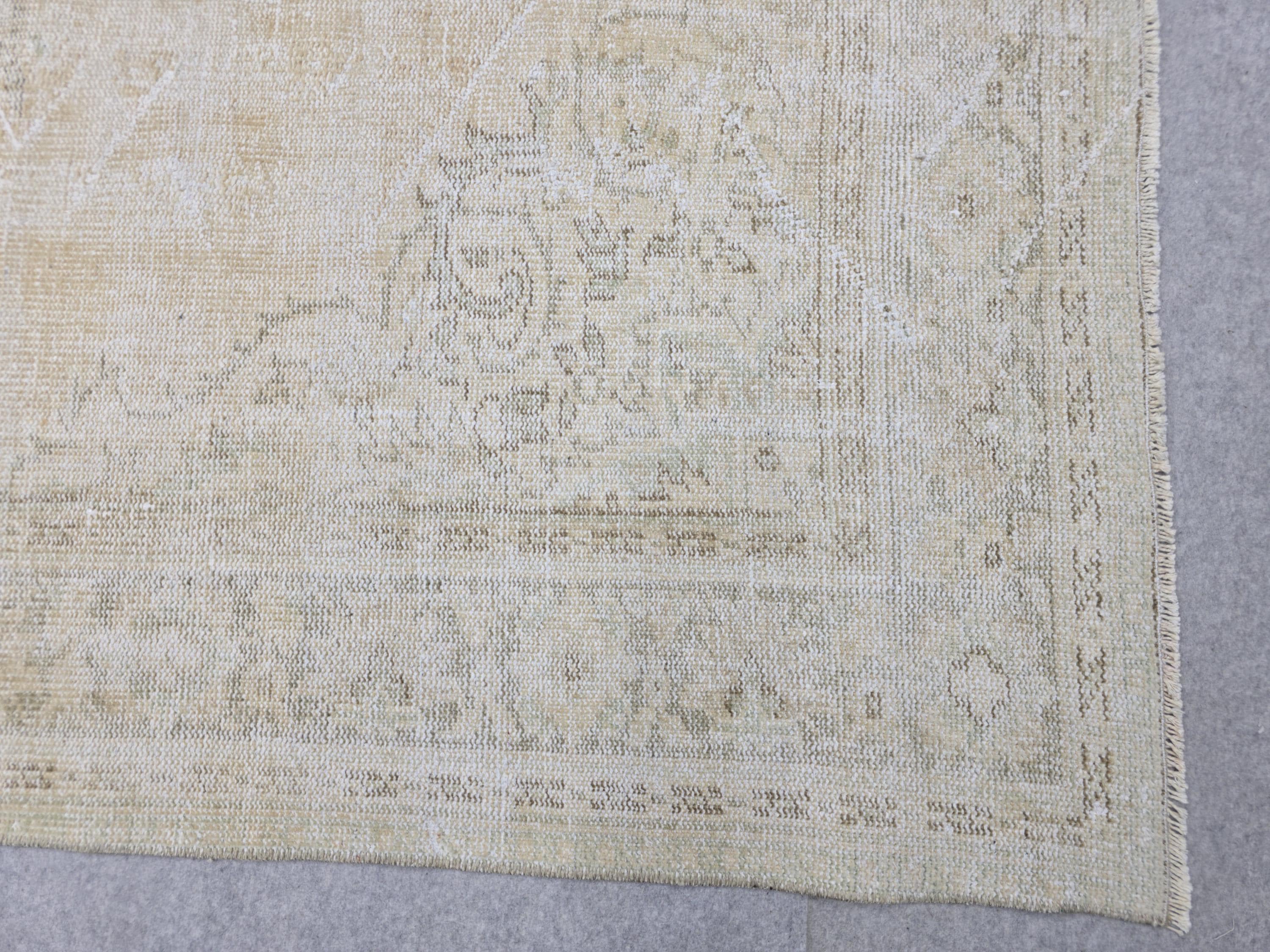 7x10 Vintage Turkish Oushak Rug: Handknotted Wool, Muted Neutral