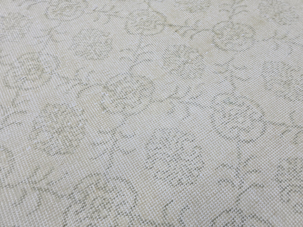 7x11 Vintage Turkish Oushak Rug, Handknotted Ivory Floral Wool Carpet