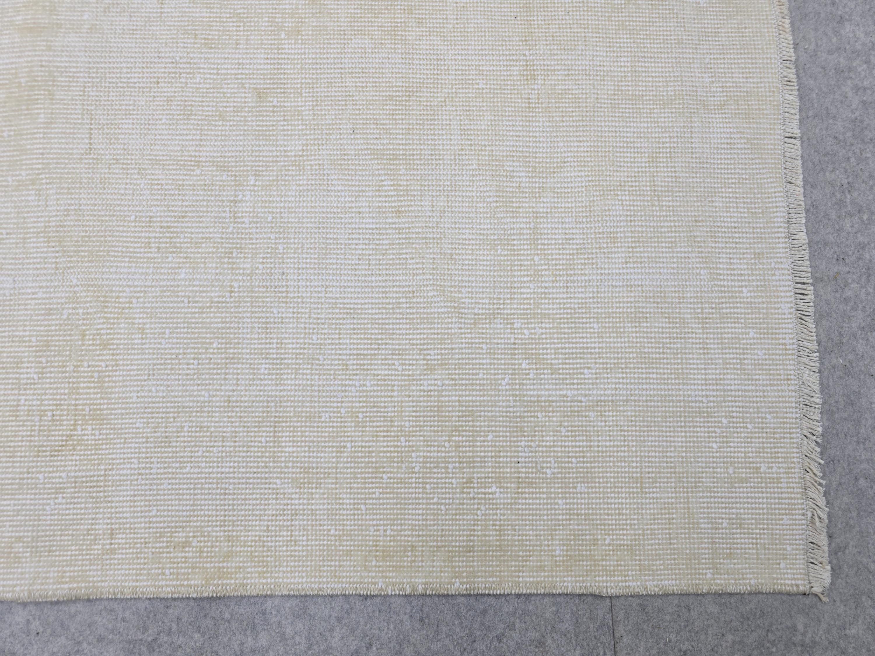 7x10 feet Wool Turkish Oushak Rug: Handknotted Vintage Wool, Muted Neutral