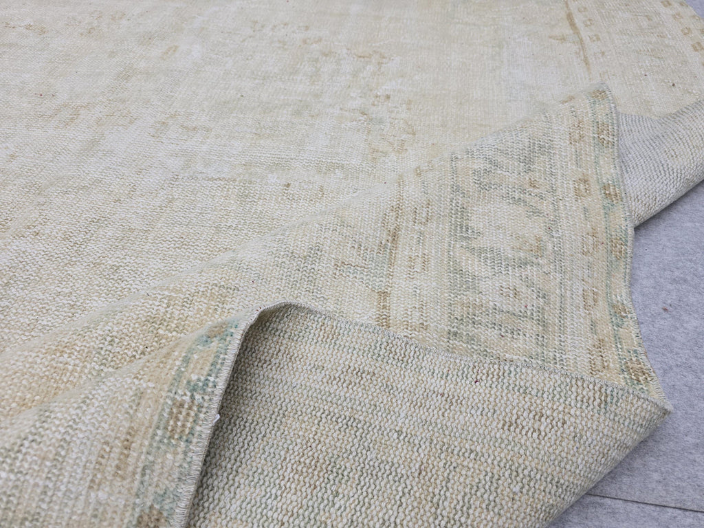 Vintage Rug 7x10, Hand Knotted Wool Oushak Area Rug Large Neutral