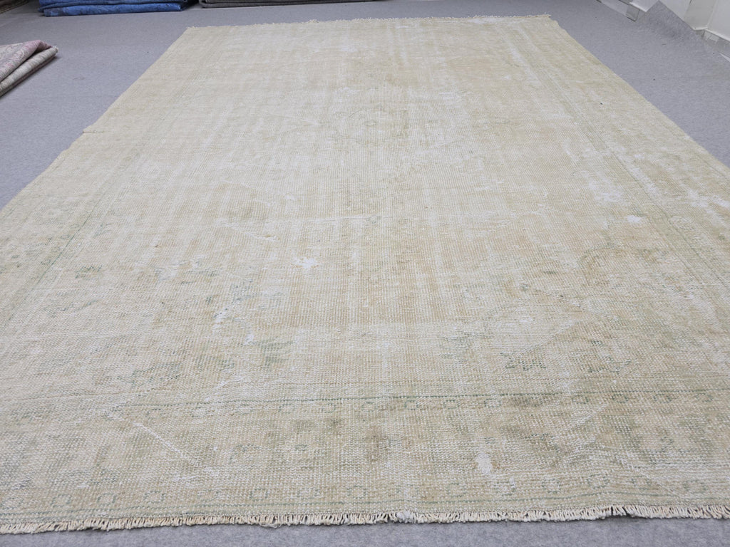 8x10 Faded Oushak Wool Area Rug Handmade Vintage Turkish //7.50x10.30 feet