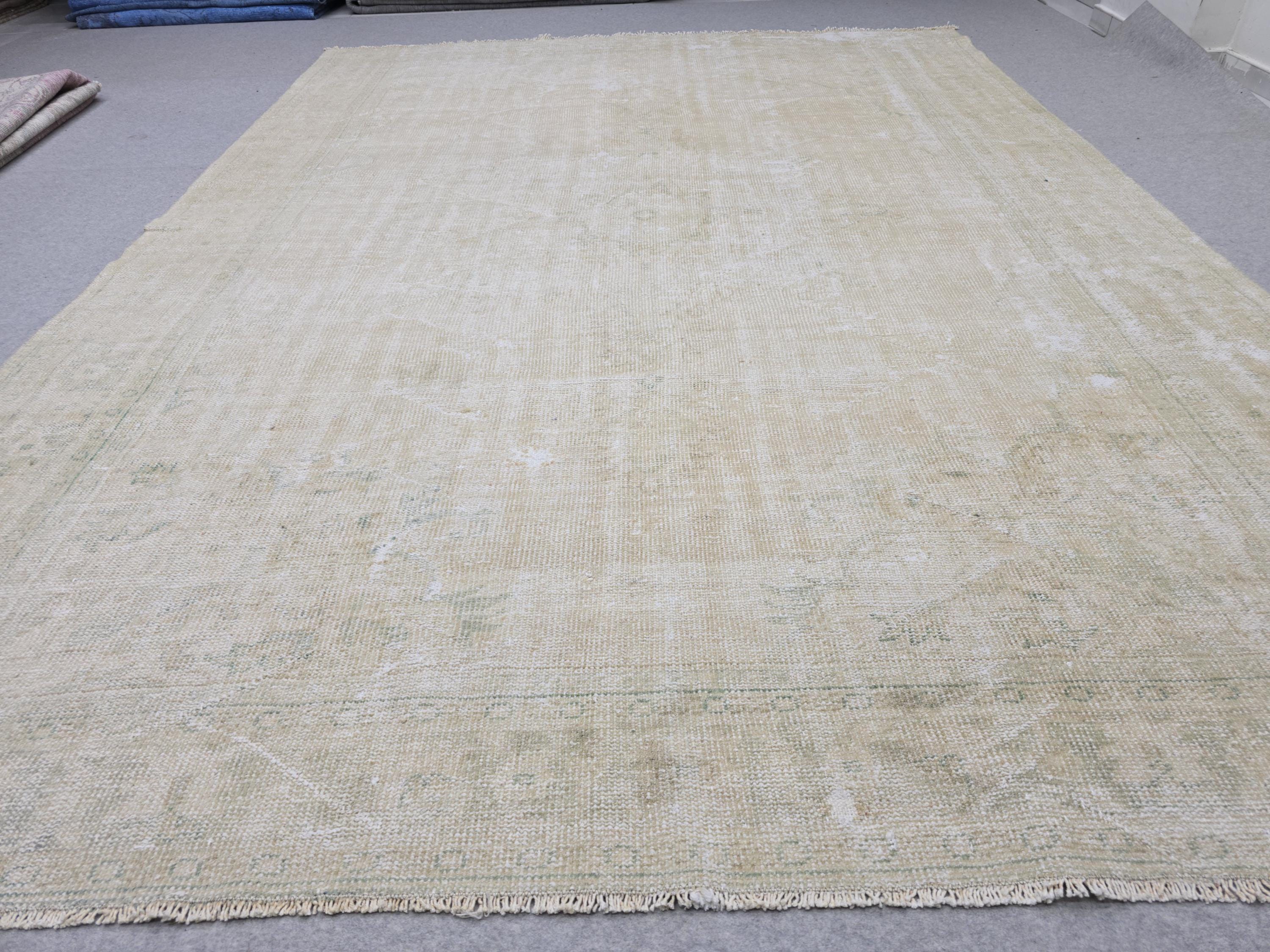 8x10 Faded Oushak Wool Area Rug Handmade Vintage Turkish //7.50x10.30 feet