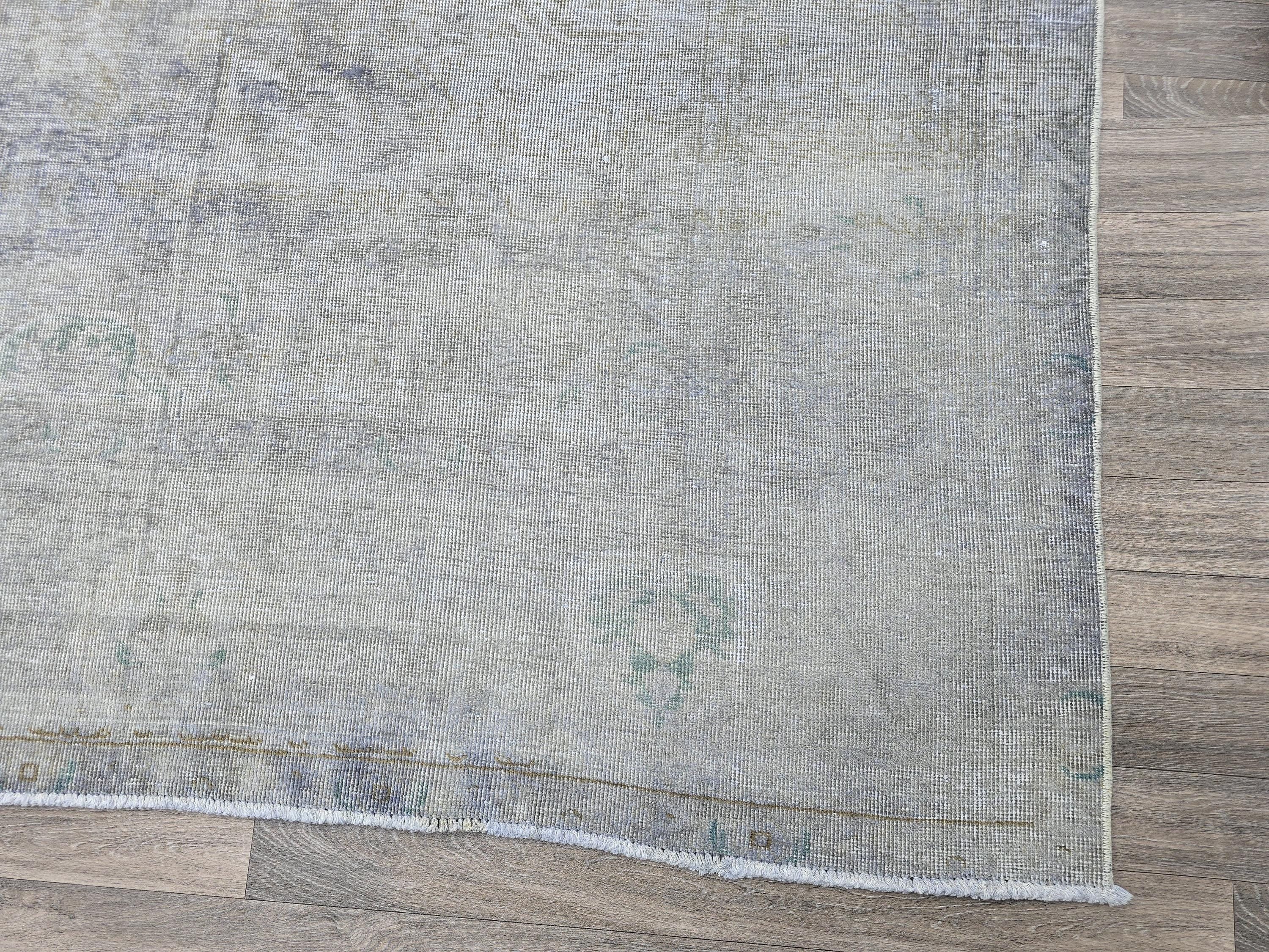 10x13 Vintage Handwoven Oushak Rug , Faded Neutral Turkish Area Rug, Muted Blue Gray Wool Carpet, Distressed Antique Style Rug