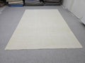 7x10 feet Wool Turkish Oushak Rug: Handknotted Vintage Wool, Muted Neutral