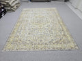 7x9 Neutral Vintage Turkish Oushak Rug for Bedroom/ High Quality Wool Area Rug