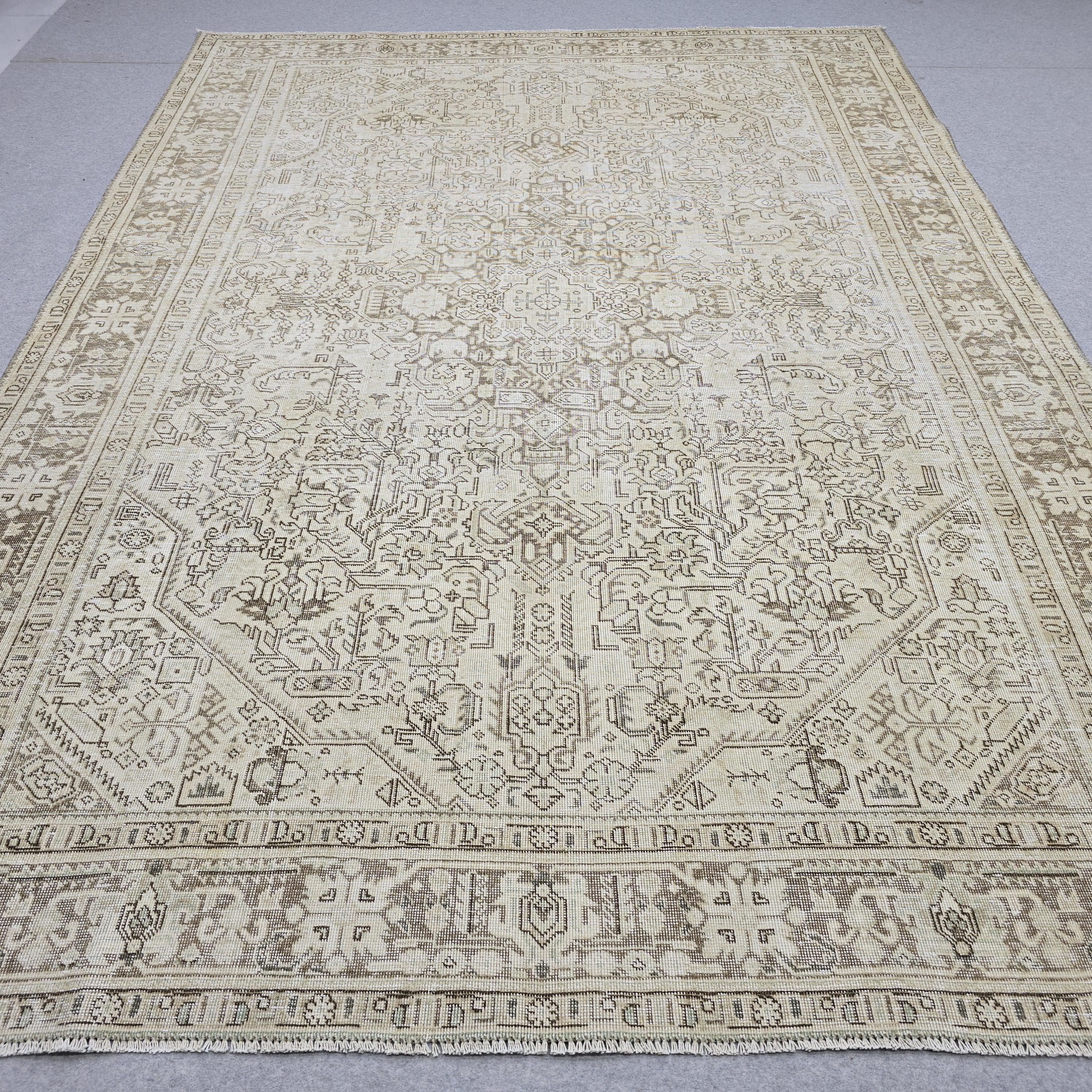8x11 ft Vintage Turkish Oushak Rug: Hand-Knotted Wool & Cotton Area Carpet