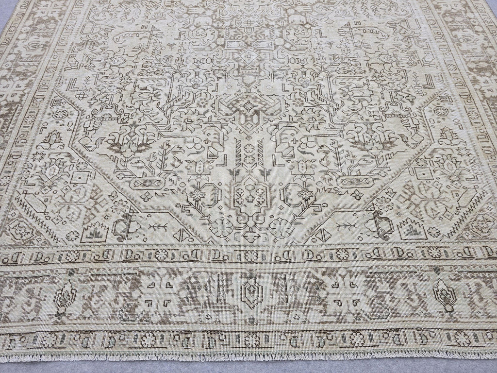 8x11 ft Vintage Turkish Oushak Rug: Hand-Knotted Wool & Cotton Area Carpet