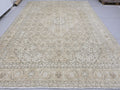 9x12 Oushak Rug | Muted Sand Beige Neutral Vintage Turkish Carpet | Hand Knotted Wool Area Rug for Living Room