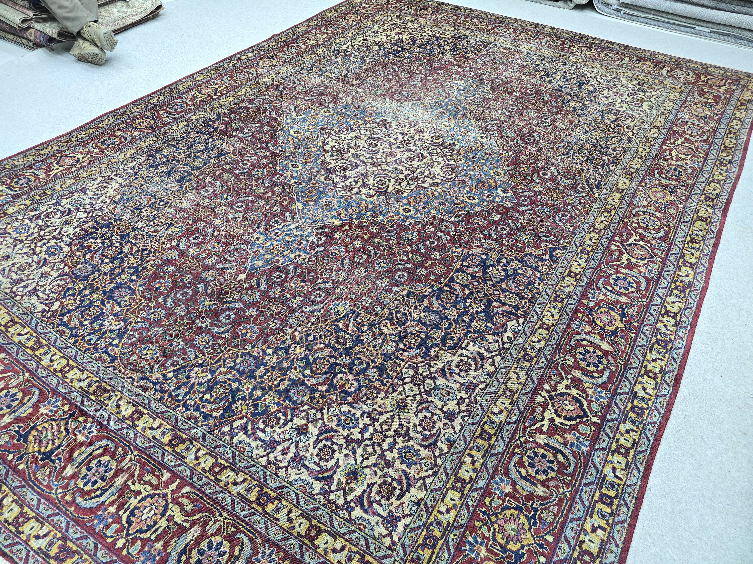 Antique Turkish Rug - HandKnotted Wool Vegetable Dyed Carpet /9,5x 12,8 feet