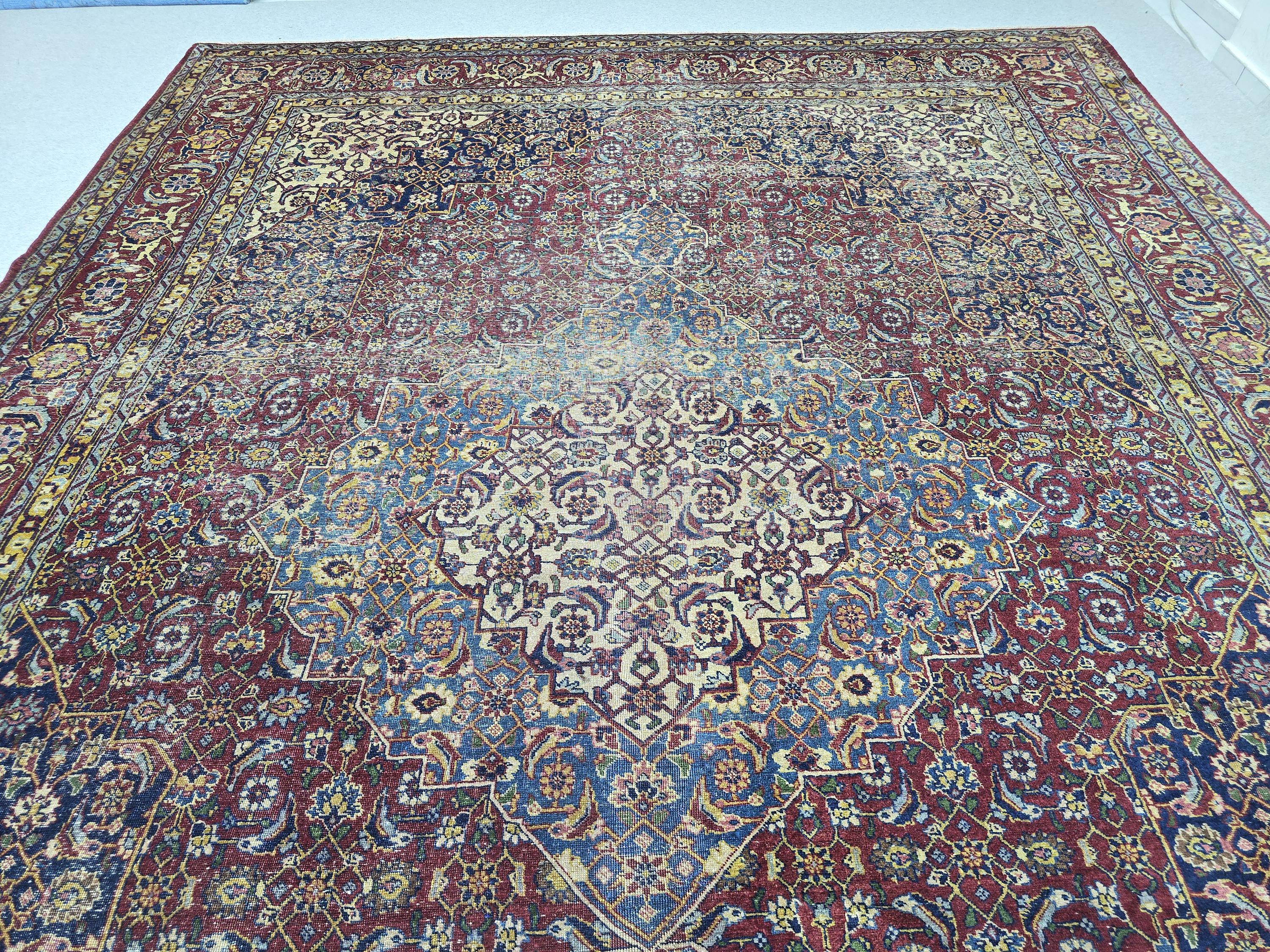 Antique Turkish Rug - HandKnotted Wool Vegetable Dyed Carpet /9,5x 12,8 feet